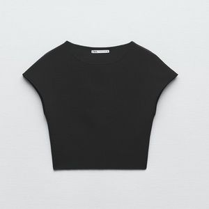 Zara Stretch Knit Cropped T-shirt